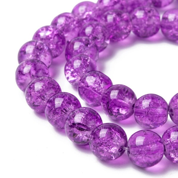 Perles en verre craquelé 8 mm violet x 20 - Photo n°2