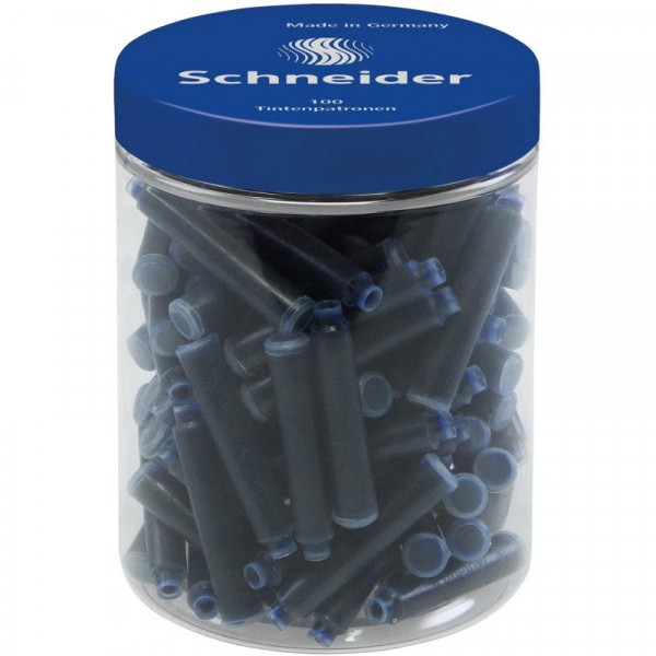 Lot stylo roller rechargeable Ray + Pot de 100 cartouches bleu - Schneider - Photo n°3