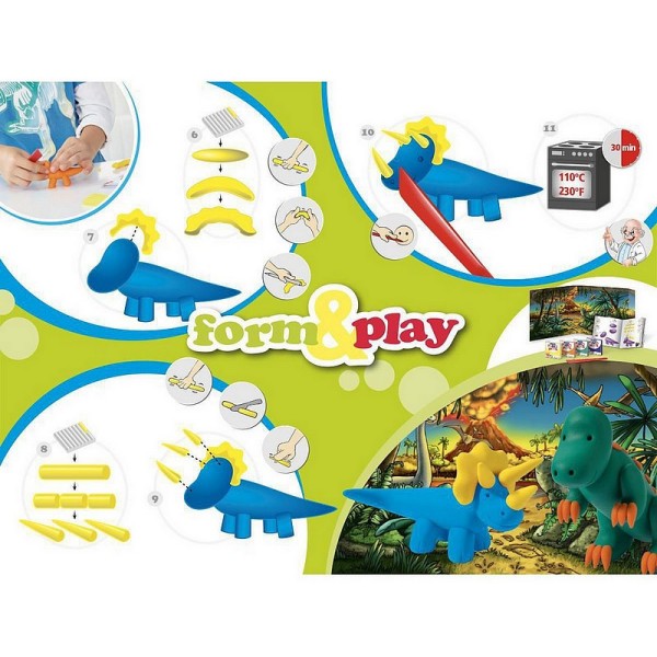 Coffret Fimo Kids, dinosaures, 4 pains à modeler et accessoires, kit créatif enfant - Photo n°2