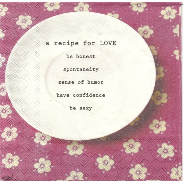 4 Serviettes en papier Recette de l'Amour Format Lunch L-10162-6300 IHR Decoupage Decopatch - Photo n°2