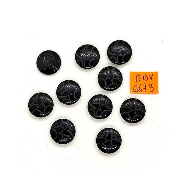 10 Boutons en résine noir - 15mm - ABV6473 - Photo n°1