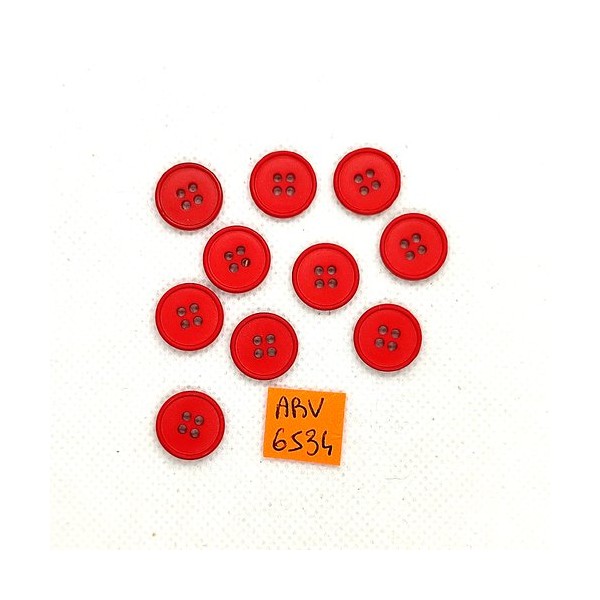 10 Boutons en résine rouge - 14mm - ABV6534 - Photo n°1