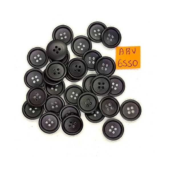 30 Boutons en résine noir - 14mm - ABV6550 - Photo n°1