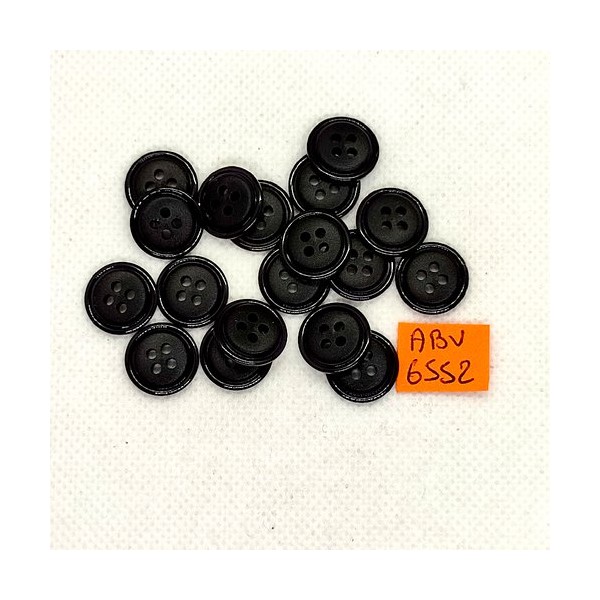 18 Boutons en résine noir - 14mm - ABV6552 - Photo n°1