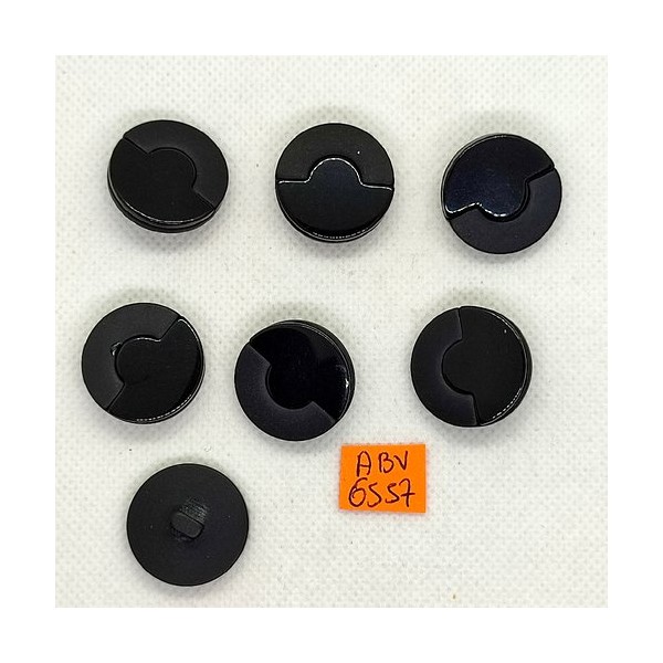 7 Boutons en résine noir et gris - 22mm - ABV6557 - Photo n°1
