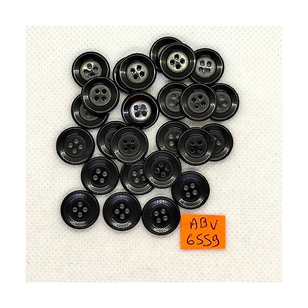 25 Boutons en résine noir - 13mm - ABV6559 - Photo n°1