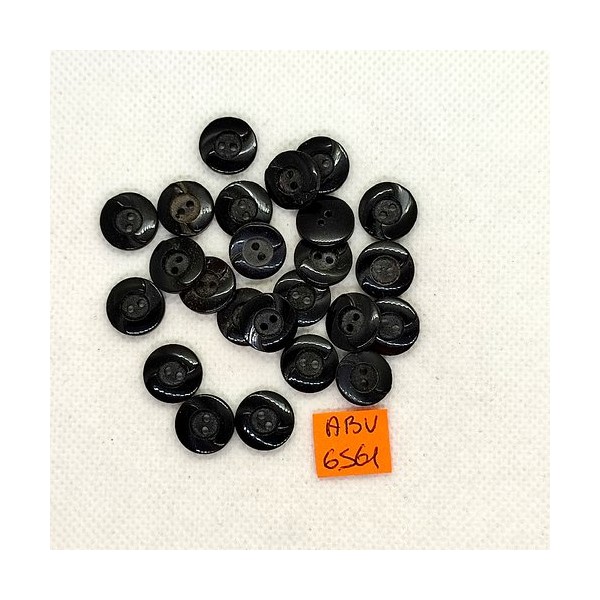 24 Boutons en résine noir - 12mm - ABV6561 - Photo n°1