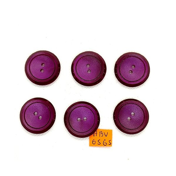 6 Boutons en résine violet - 27mm - ABV6565 - Photo n°1