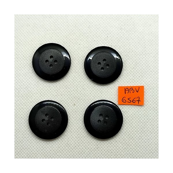 4 Boutons en résine noir et gris - 27mm - ABV6567 - Photo n°1