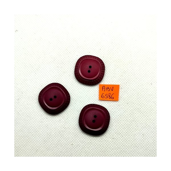 3 Boutons en résine violet - 25x25mm - ABV6586 - Photo n°1
