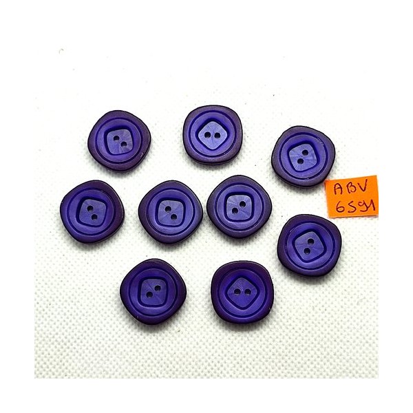 9 Boutons en résine violet / bleu - 20x20mm - ABV6591 - Photo n°1