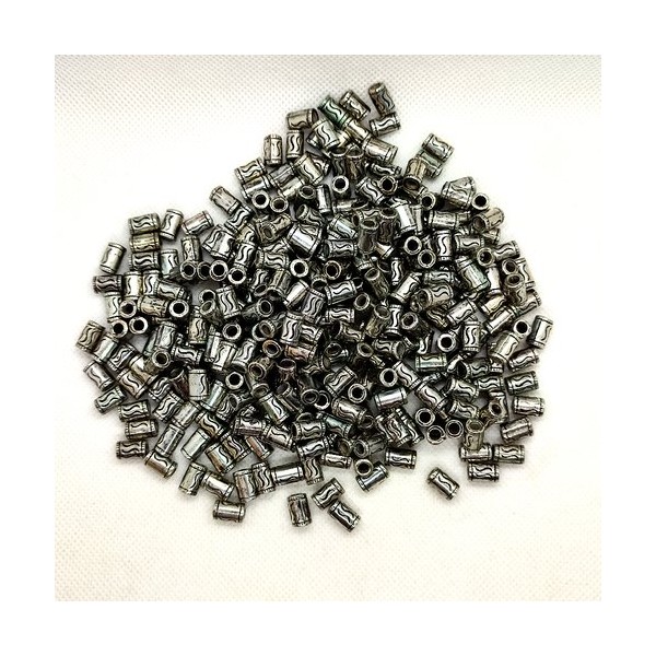 Lot de 300 perles en résine métalisé argenté - tube - 6x10mm - Photo n°1