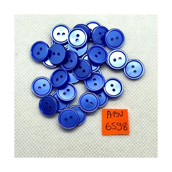 33 Boutons en résine bleu - 12mm - ABV6598 - Photo n°1