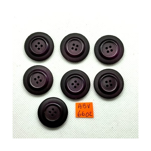 7 Boutons en résine - violet et gris - 27mm - ABV6602 - Photo n°1