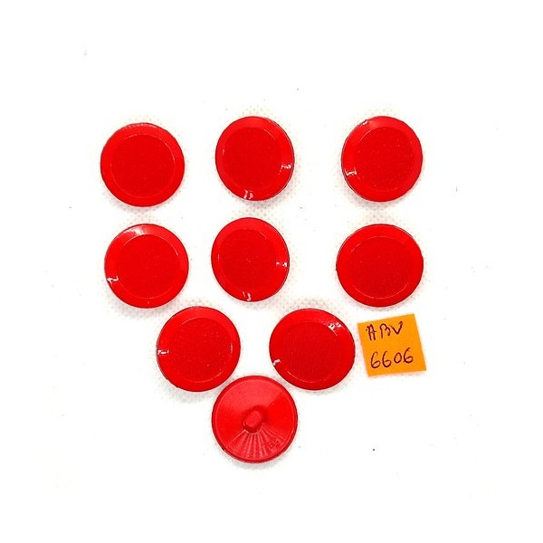 9 Boutons en résine rouge - 23mm - ABV6606 - Photo n°1