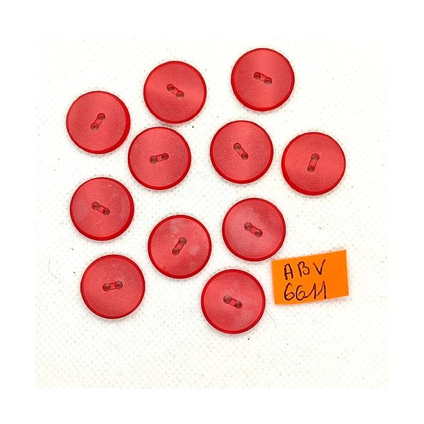 11 Boutons en résine rouge et rose dessous - 17mm - ABV6611 - Photo n°1