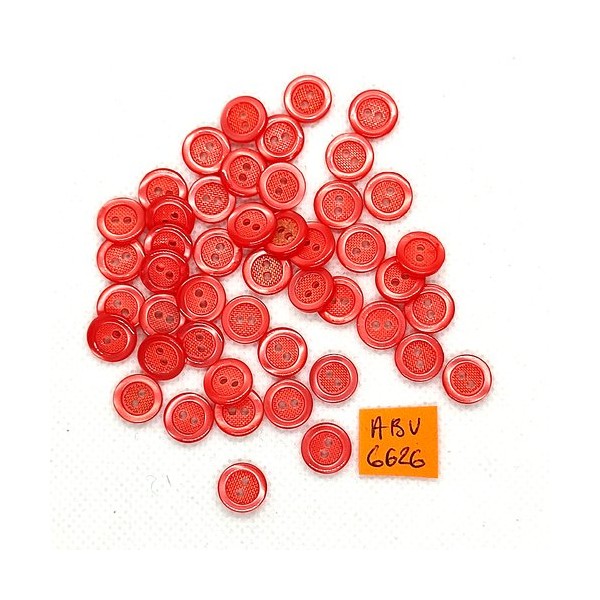 47 Boutons en résine rouge et rose dessous - 10mm - ABV6626 - Photo n°1