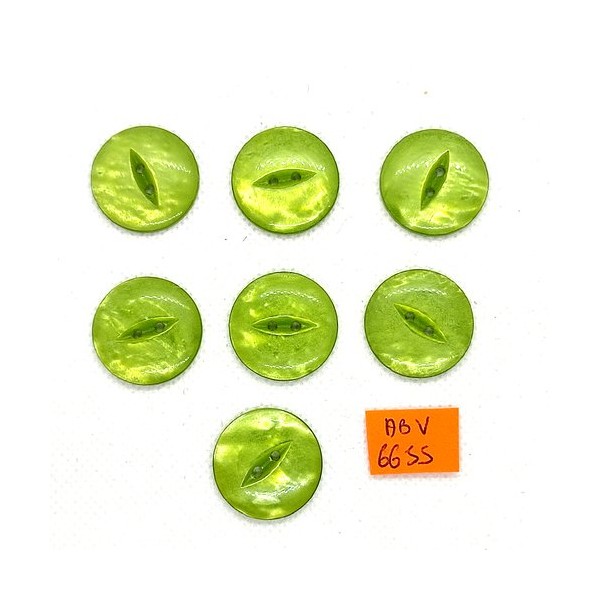 7 Boutons en résine vert - 22mm - ABV6655 - Photo n°1