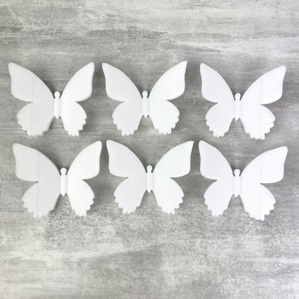 Lot de 6 petits Papillons en polystyrène, 6,5 cm, insecte qui s'envole à customiser - Photo n°1