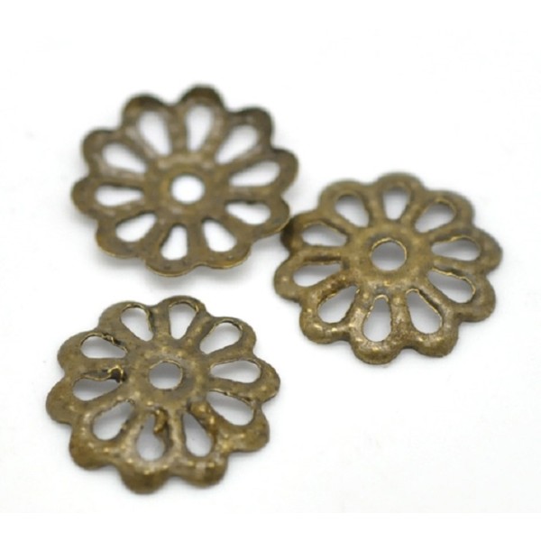Coupelles filigrane fleur 8 mm bronze x 20 - Photo n°2