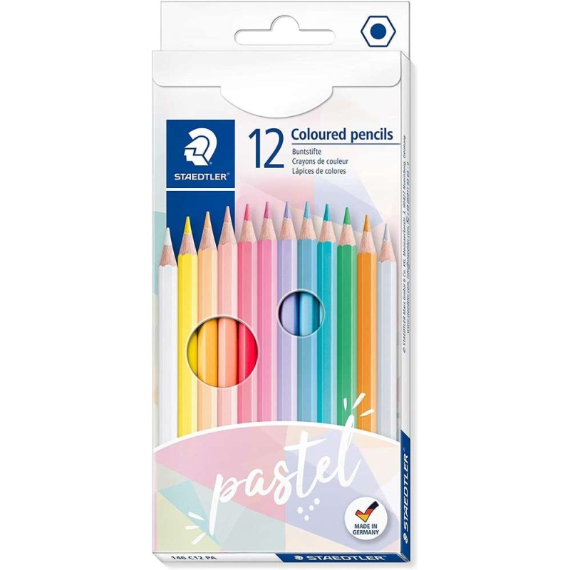 Crayons de couleur pastel - Etui carton de 12 - Crayon de couleur