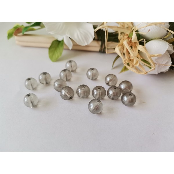 Perles en verre 8 mm gris brillant x 20 - Photo n°1