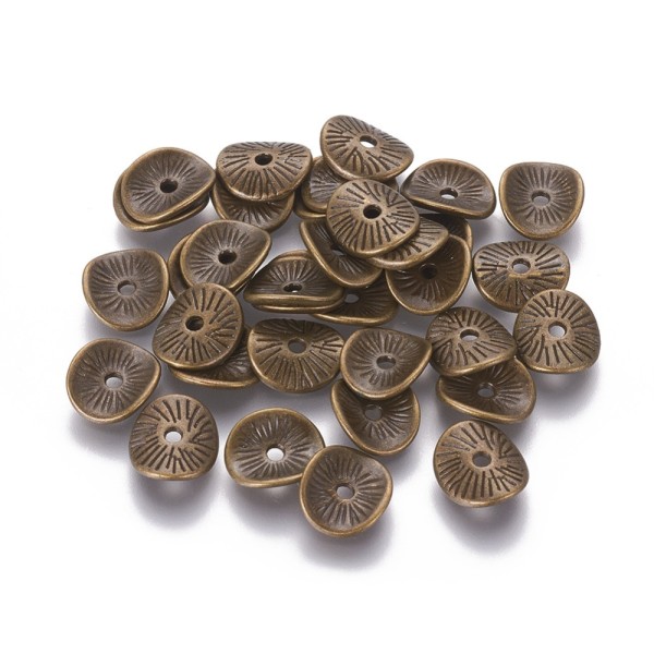 Perles intercalaires métal ondulé 9.5 mm bronze x 10 - Photo n°1