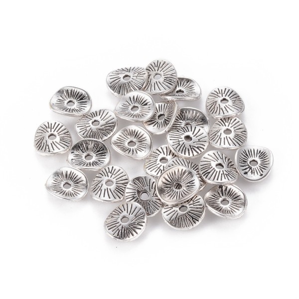 Perles intercalaires métal ondulé 9.5 mm argent mat x 10 - Photo n°1