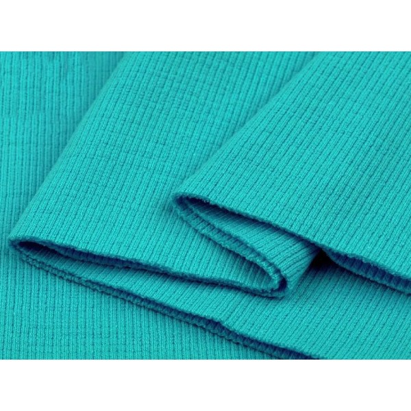 1pc (MT323) tissu côtelé turquoise / tricot côtelé élastique-tube 16x80 cm, mercerie - Photo n°1