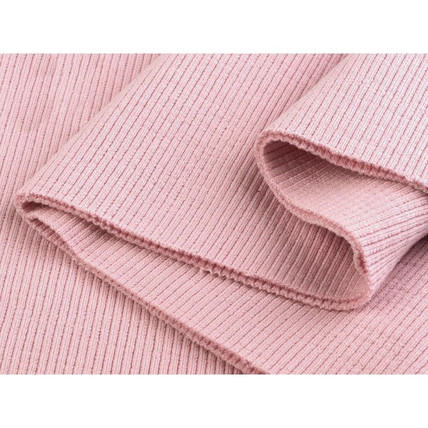 1 pièce (MT404) tissu côtelé rose poudré / tricot côtelé élastique-tube 16x80 cm, mercerie - Photo n°4