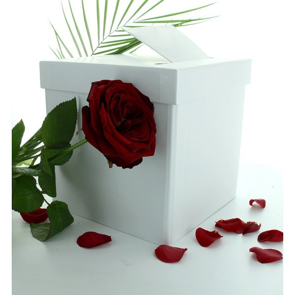 Urne pliable carré en carton blanc, 25x25 cm, tirelire chic et sobre, mariage - Photo n°2