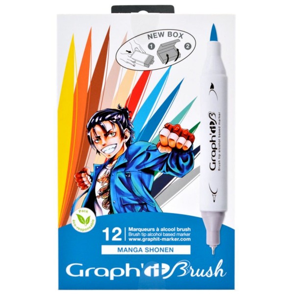 Graph'it Brush & Extra Fine - Manga Shonen - 12 marqueurs - Photo n°1