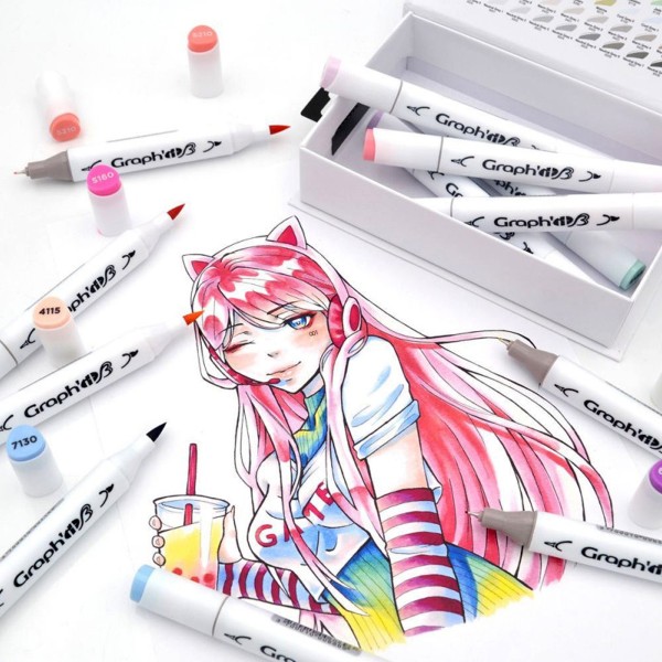 BRUSH EXTRA FINE alcohol-based markers set Manga Shojo 12 colors