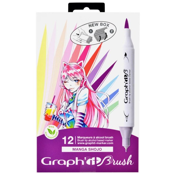 Graph'it Brush & Extra Fine - Manga Shojo - 12 marqueurs - Photo n°1