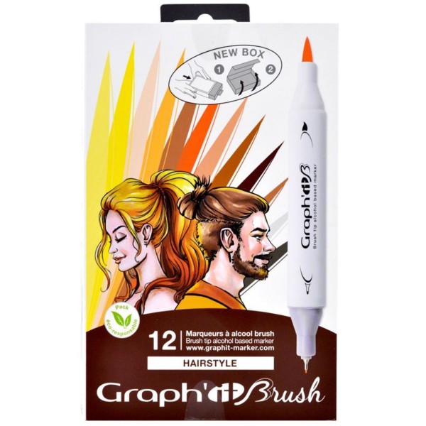 Graph'it Brush & Extra Fine - Hairstyle - 12 marqueurs - Photo n°1
