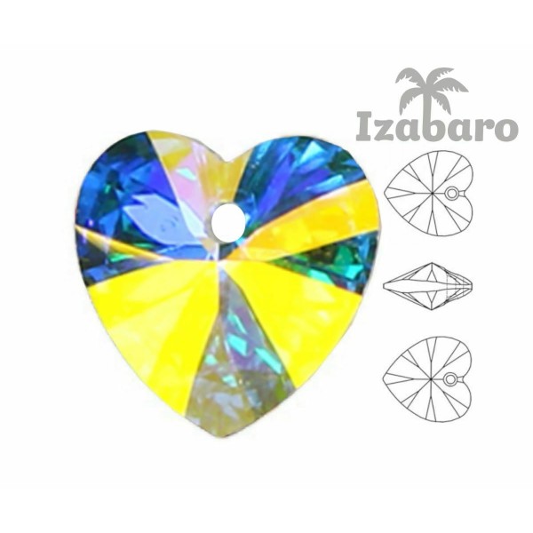 4pcs Izabaro Crystal Crystal Ab 001ab Pendentif Coeur Perle Cristaux de Verre 6228 Izabaro Pierre Fa - Photo n°2