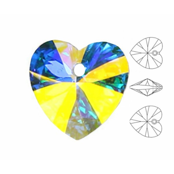 4pcs Izabaro Crystal Crystal Ab 001ab Pendentif Coeur Perle Cristaux de Verre 6228 Izabaro Pierre Fa - Photo n°1