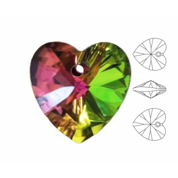 4pcs Izabaro Crystal Vitrail Medium 001vm Pendentif Coeur Perle Cristaux de Verre 6228 Izabaro Pierr - Photo n°1
