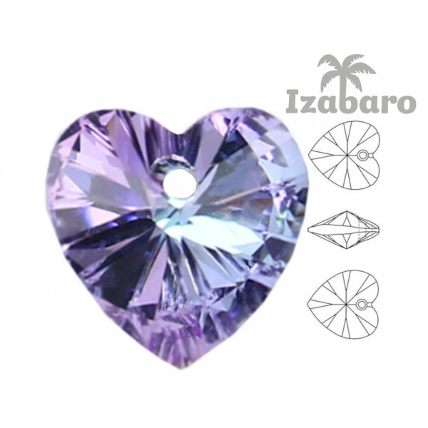 4pcs Izabaro Crystal Vitrail Light 001vl Pendentif Coeur Perle Cristaux de Verre 6228 Izabaro Pierre - Photo n°2
