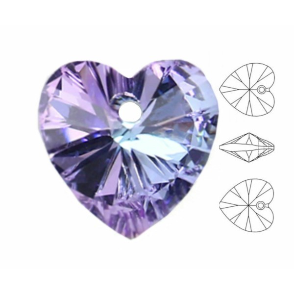 4pcs Izabaro Crystal Vitrail Light 001vl Pendentif Coeur Perle Cristaux de Verre 6228 Izabaro Pierre - Photo n°1