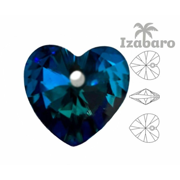 2pcs Izabaro Crystal Bermuda Blue 001bb Pendentif Coeur Perle Cristaux de Verre 6228 Izabaro Pierre - Photo n°2