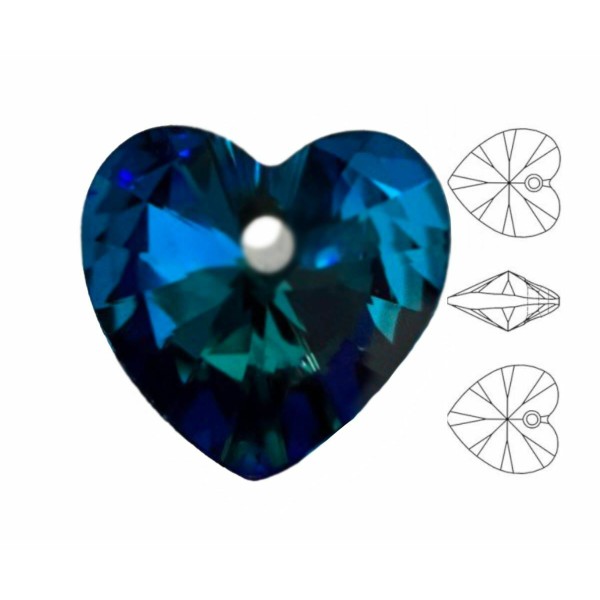 2pcs Izabaro Crystal Bermuda Blue 001bb Pendentif Coeur Perle Cristaux de Verre 6228 Izabaro Pierre - Photo n°1