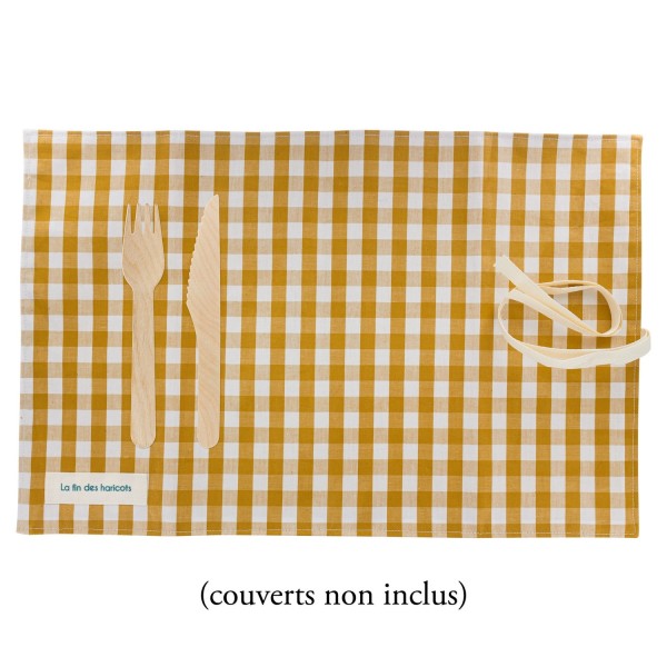 Kit couture - Kit Repas nomade Vichy Moutarde - 2 pcs - Photo n°2