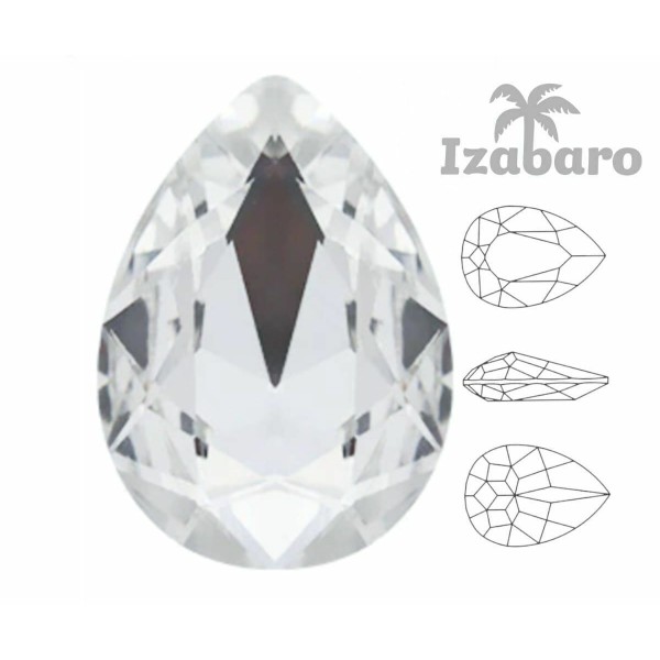 4pcs Izabaro Crystal Crystal 001 Pear Teardrop Cristaux de Verre Fantaisie en Pierre 4320 Izabaro Ch - Photo n°2