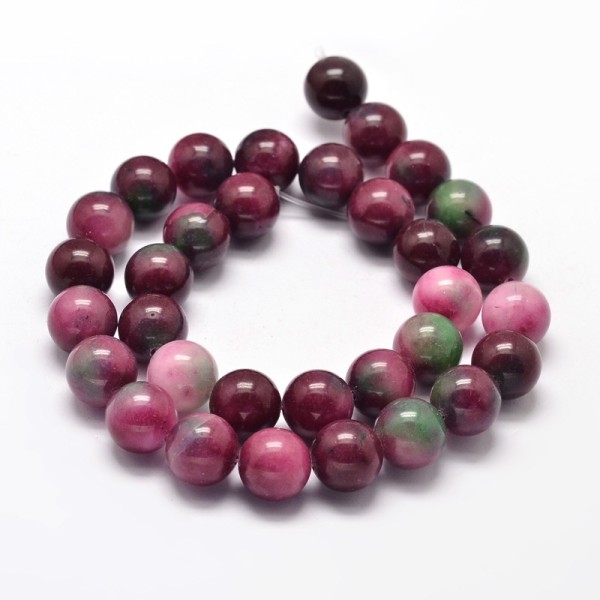 Fil de 36 perles ronde en pierre naturelle fabrication bijoux 10 mm JADE DE MALAISIE - Photo n°2