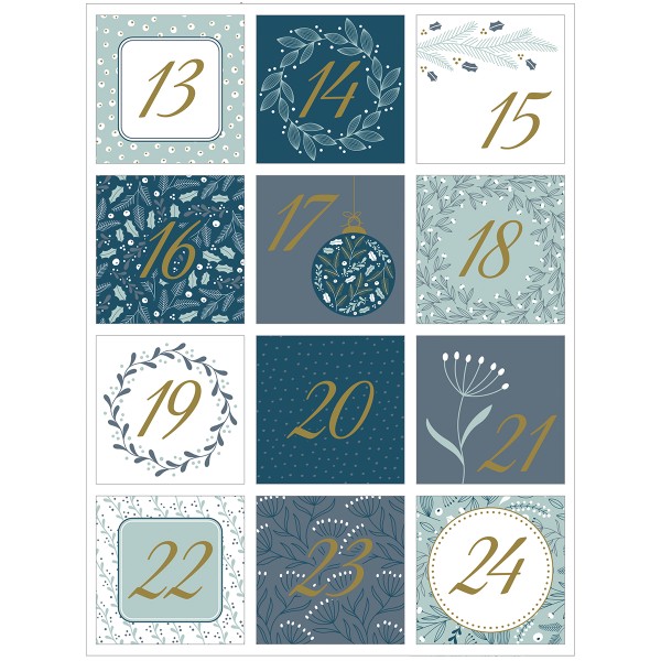 Stickers Calendrier de l'Avent - Splendid Christmas - 5 x 5 cm - 24 pcs - Photo n°3