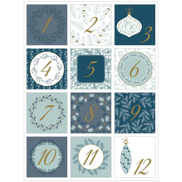 Stickers Calendrier de l'Avent - Splendid Christmas - 5 x 5 cm - 24 pcs - Photo n°4