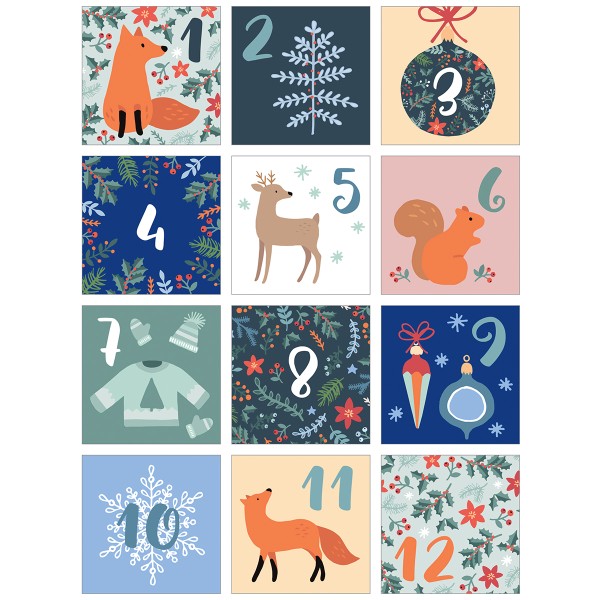 Stickers Calendrier de l'Avent - Woodsy Christmas - 5 x 5 cm - 24 pcs - Photo n°2