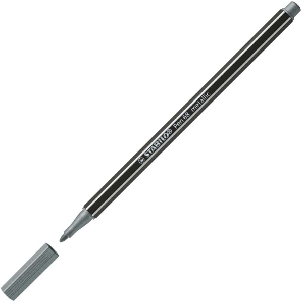 Feutre stabilo Pen 68 Metallic - Argent - Photo n°1