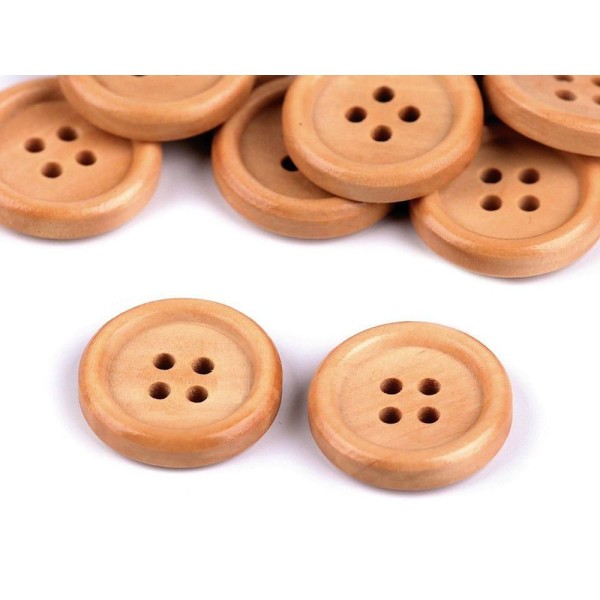 10pc Beige brun clair et boutons en Bois de la Taille 32' 4-trou, de Textile Et de Boutons, de Fixat - Photo n°2